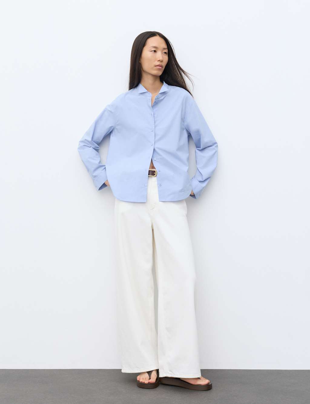 Autograph Women's Pure Cotton Butterfly Collar Shirt - 8 - True Blue
