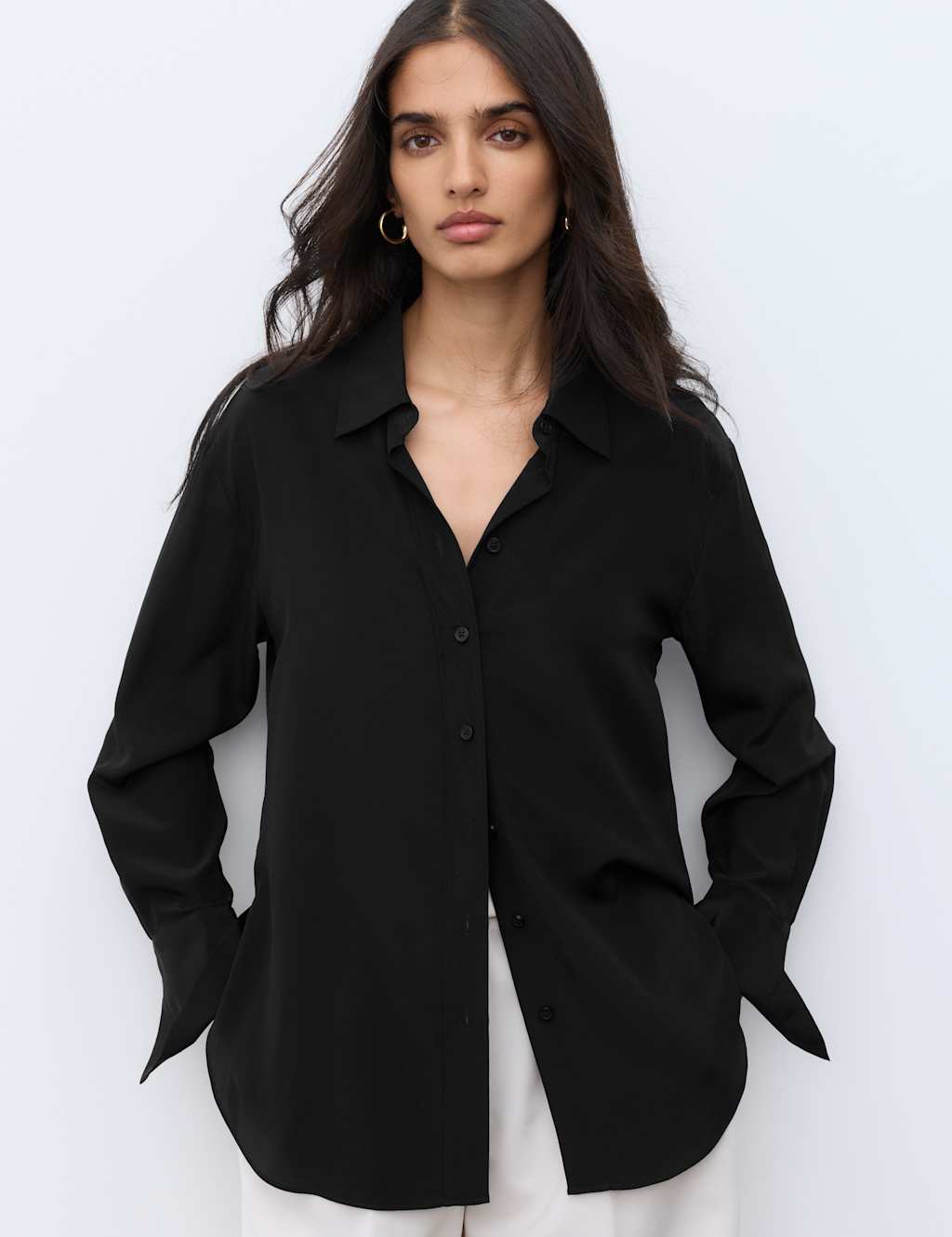 Autograph Women's Pure Silk Stripe Shirt - 8 - Black