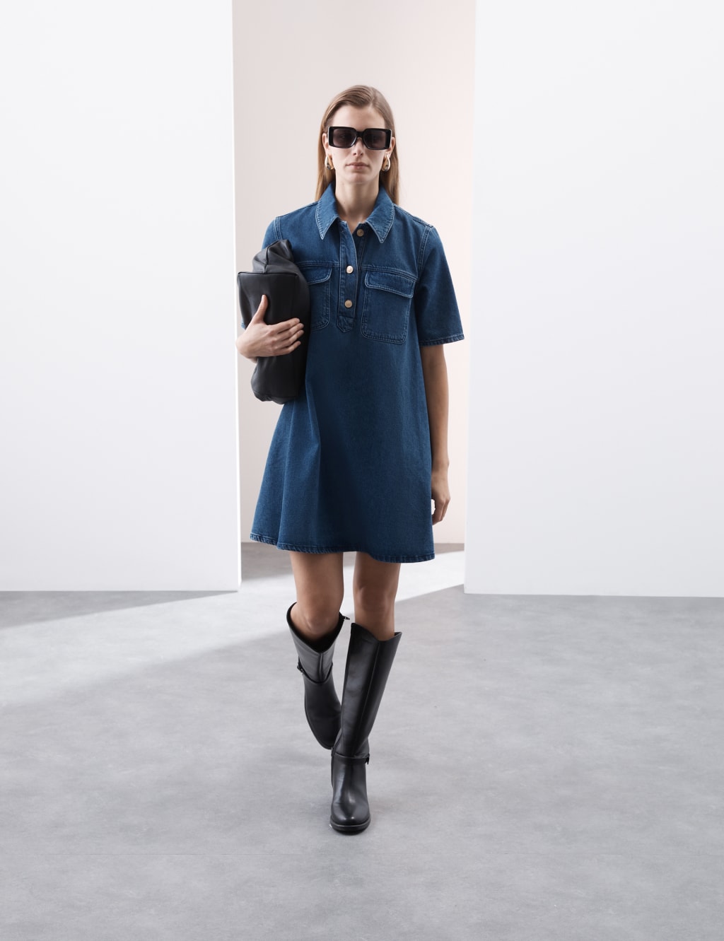 Pure Cotton Mini Shirt Dress