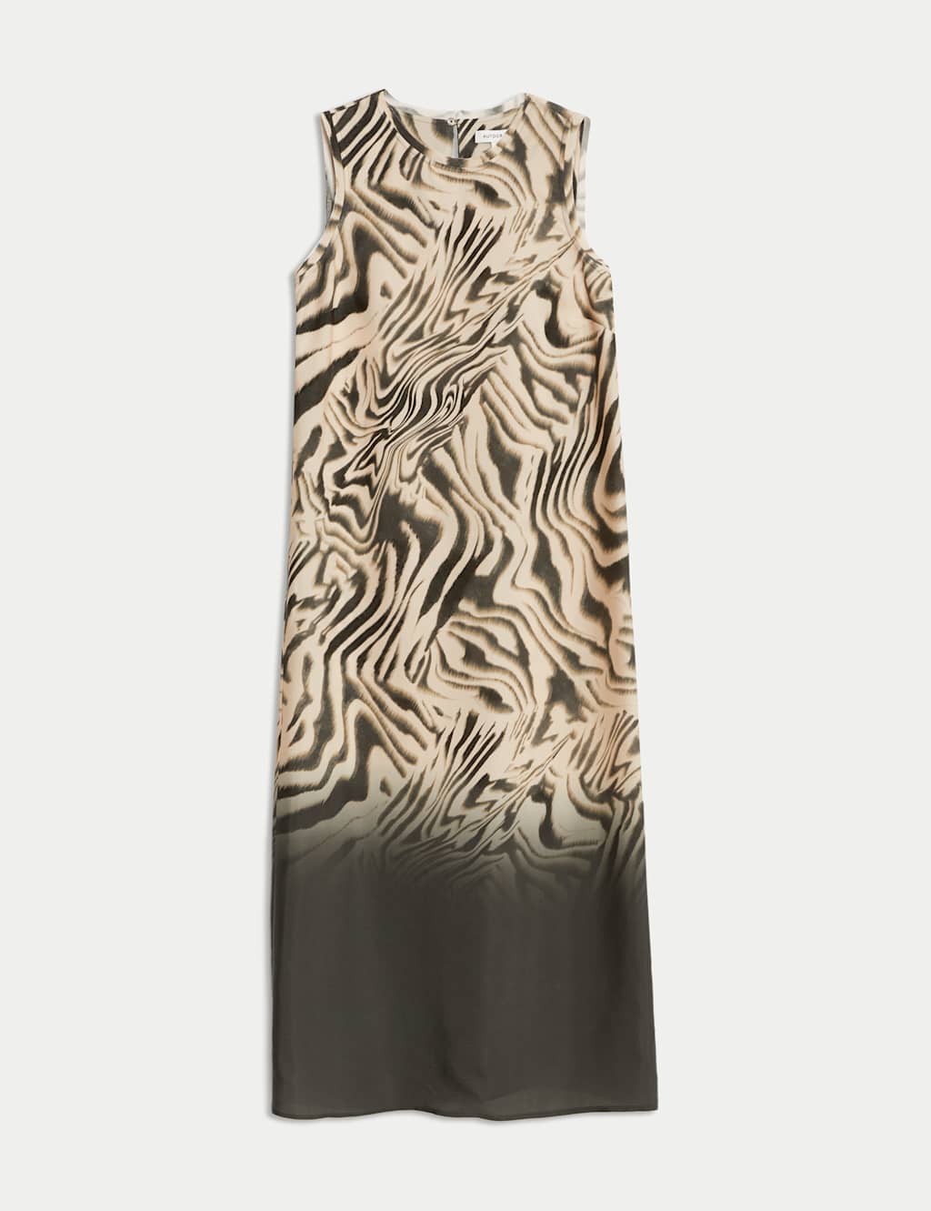 Animal Print Round Neck Midi Column Dress