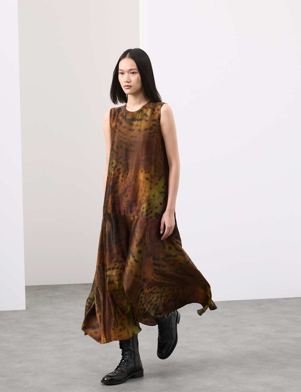 Autograph Animal Print Midaxi Column Dress Brown Mix