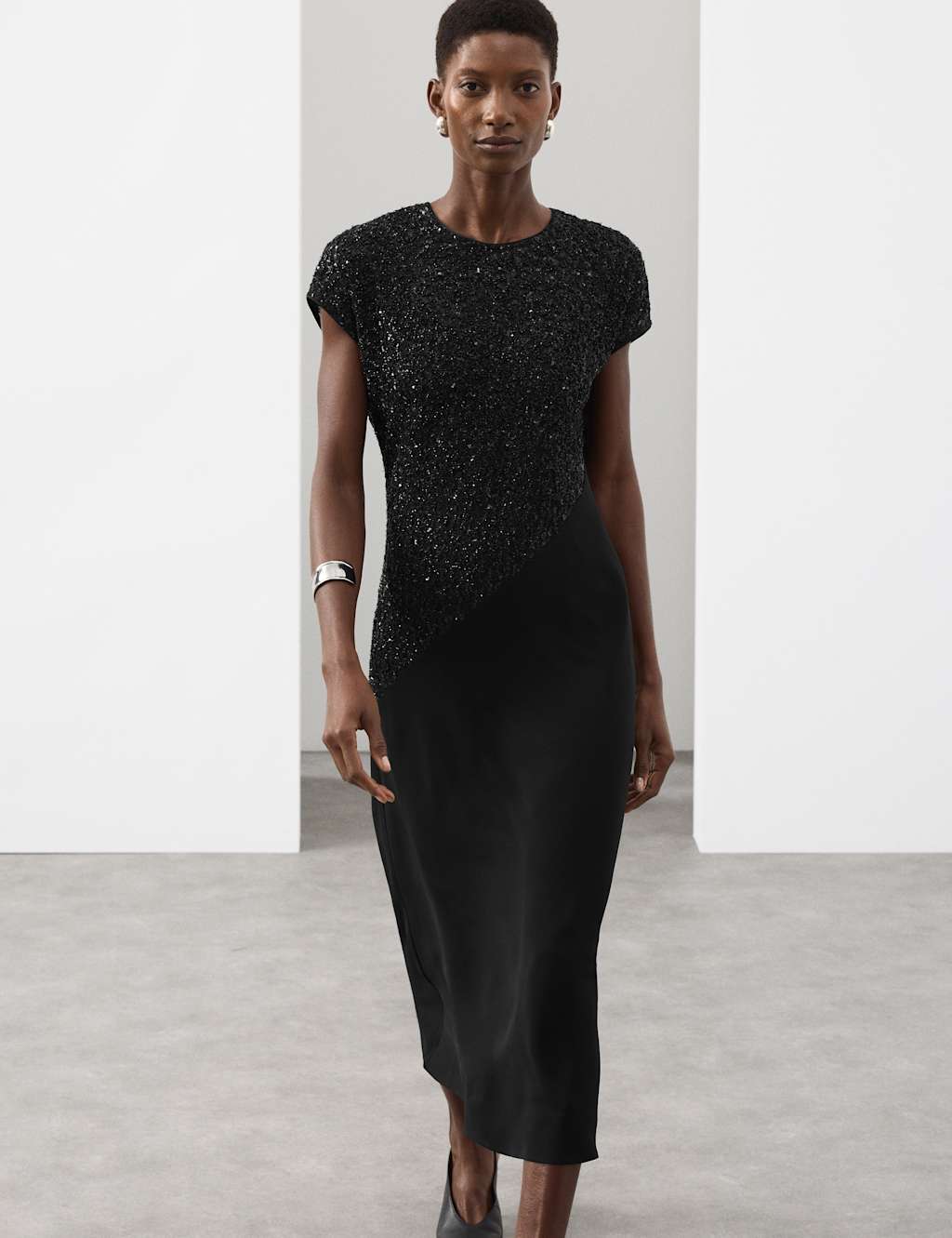 Autograph Beaded Midaxi Column Dress Black