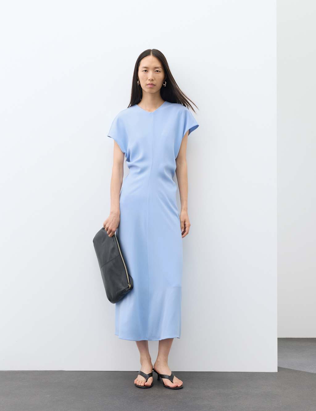 Autograph Women's V-Neck Midi Waisted Dress - 18 - True Blue