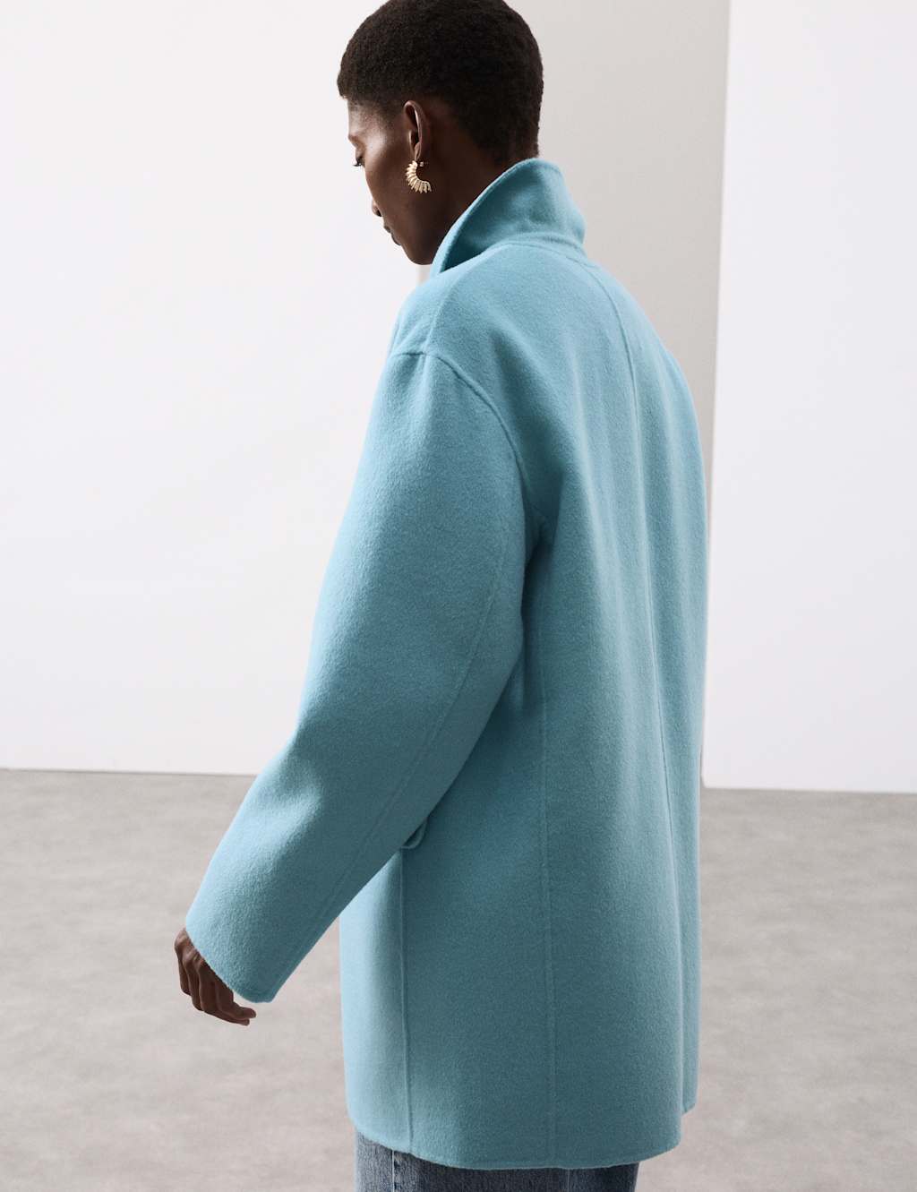 Autograph Wool Blend Single Breasted Blazer Turquoise