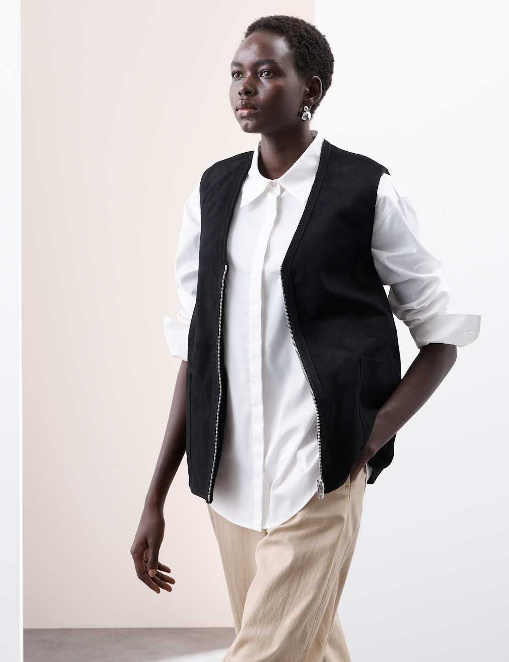 Suede Reversible Faux Fur Lined Gilet