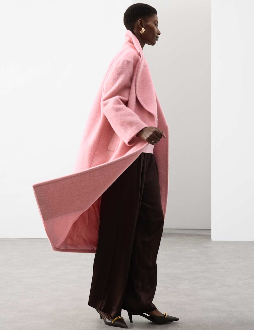 Autograph Wool Blend Herringbone Tailored Coat Rose