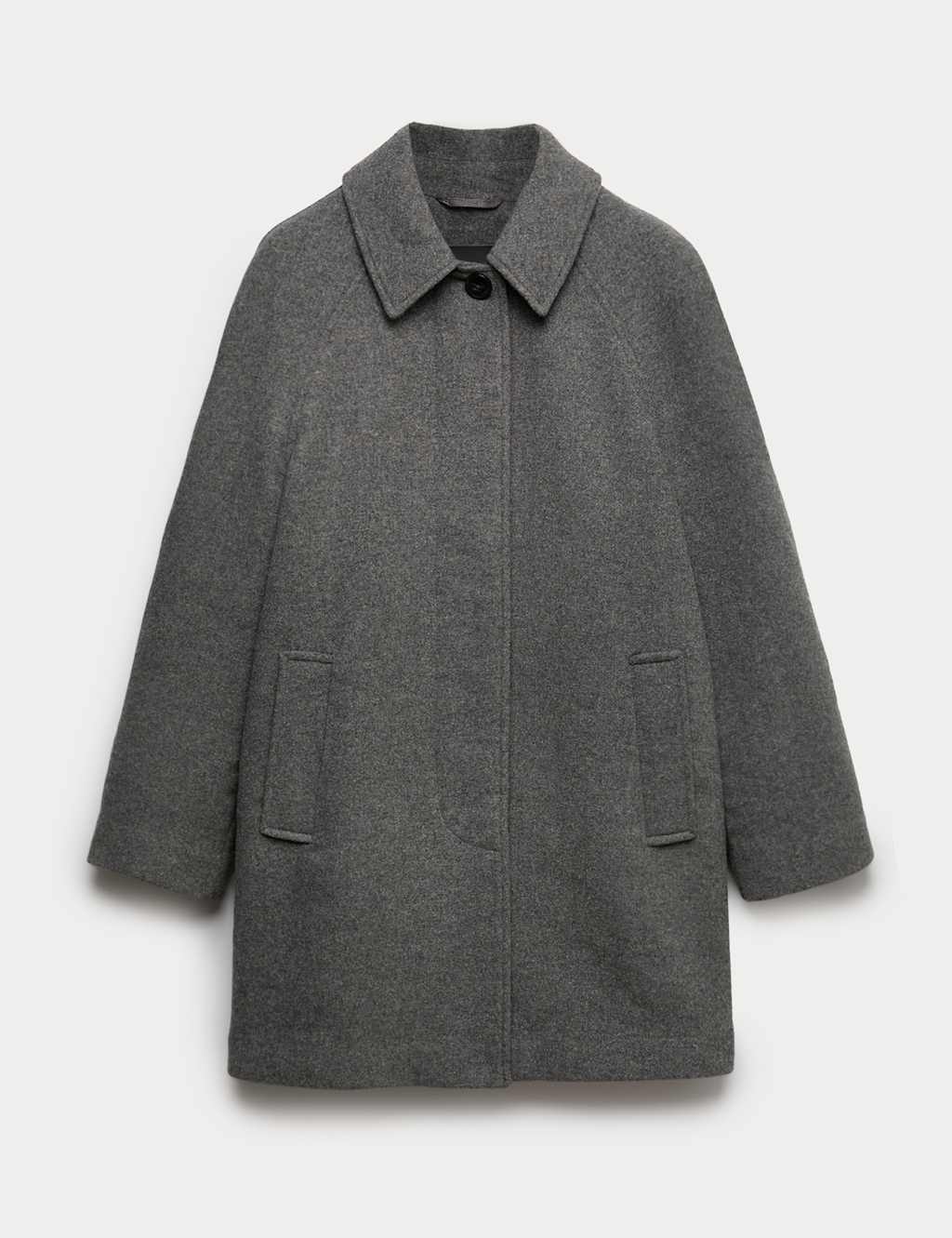 Autograph Women's Longline Car Coat with Wool - Small - Grey Mix