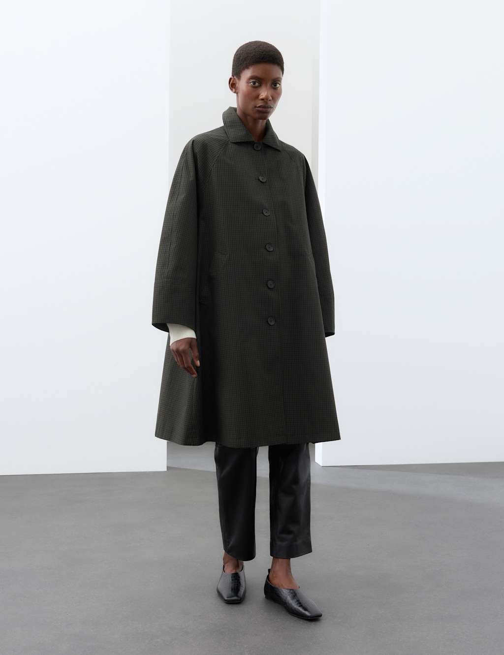 Autograph Women's Pure Cotton Checked Collared Longline Car Coat - Small - Multi