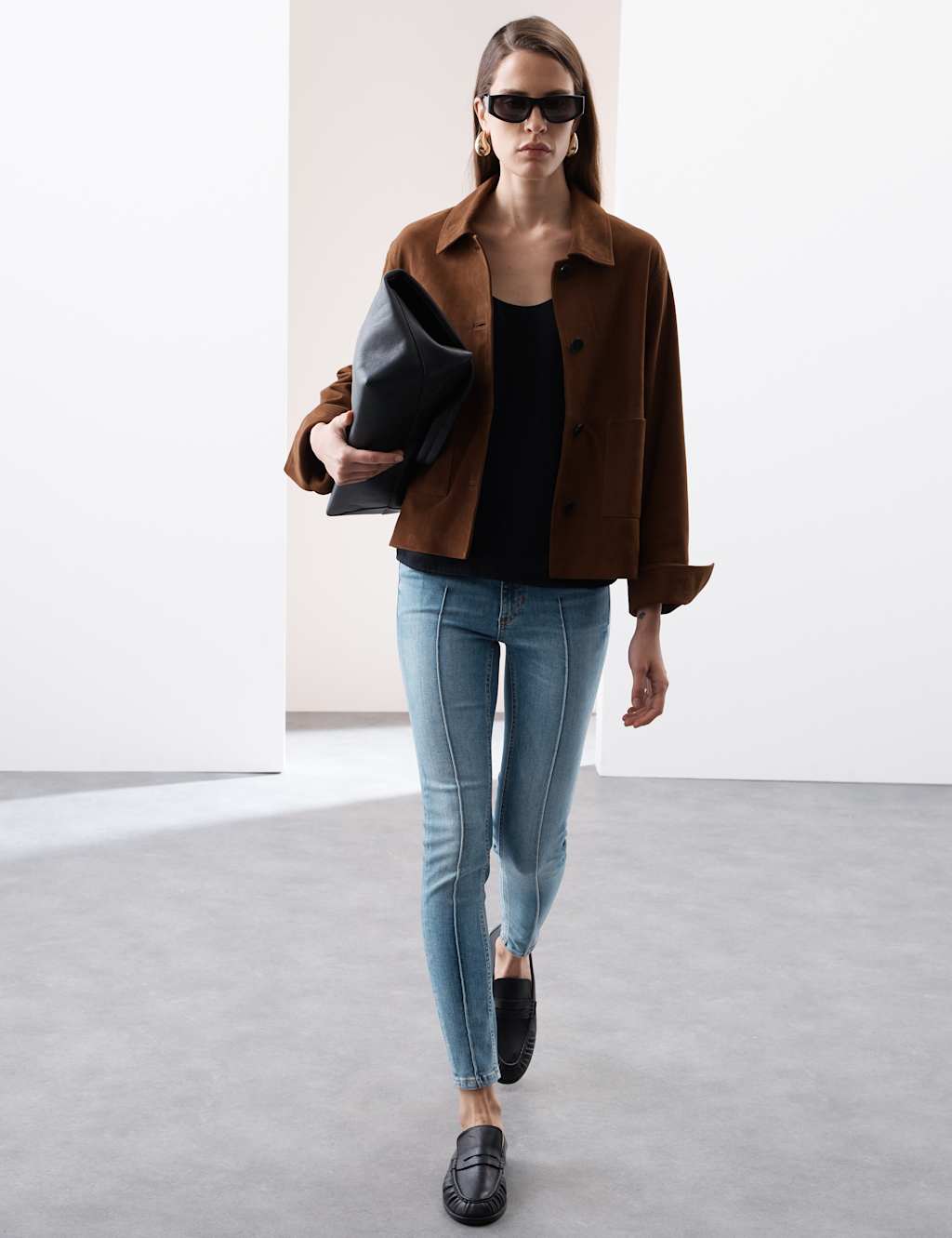 High Waisted Pintuck Skinny Jeans with Lyocell