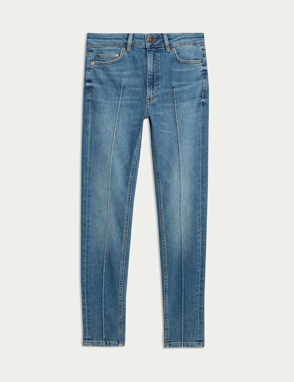 High Waisted Pintuck Skinny Jeans with Lyocell