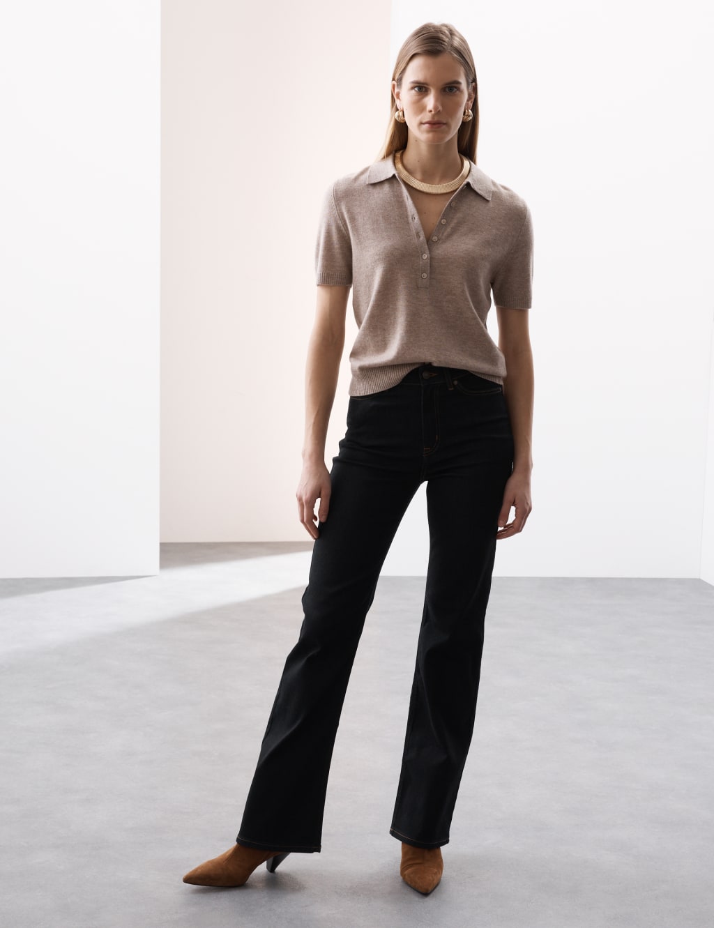Lyocell Blend High Waisted Flared Jeans