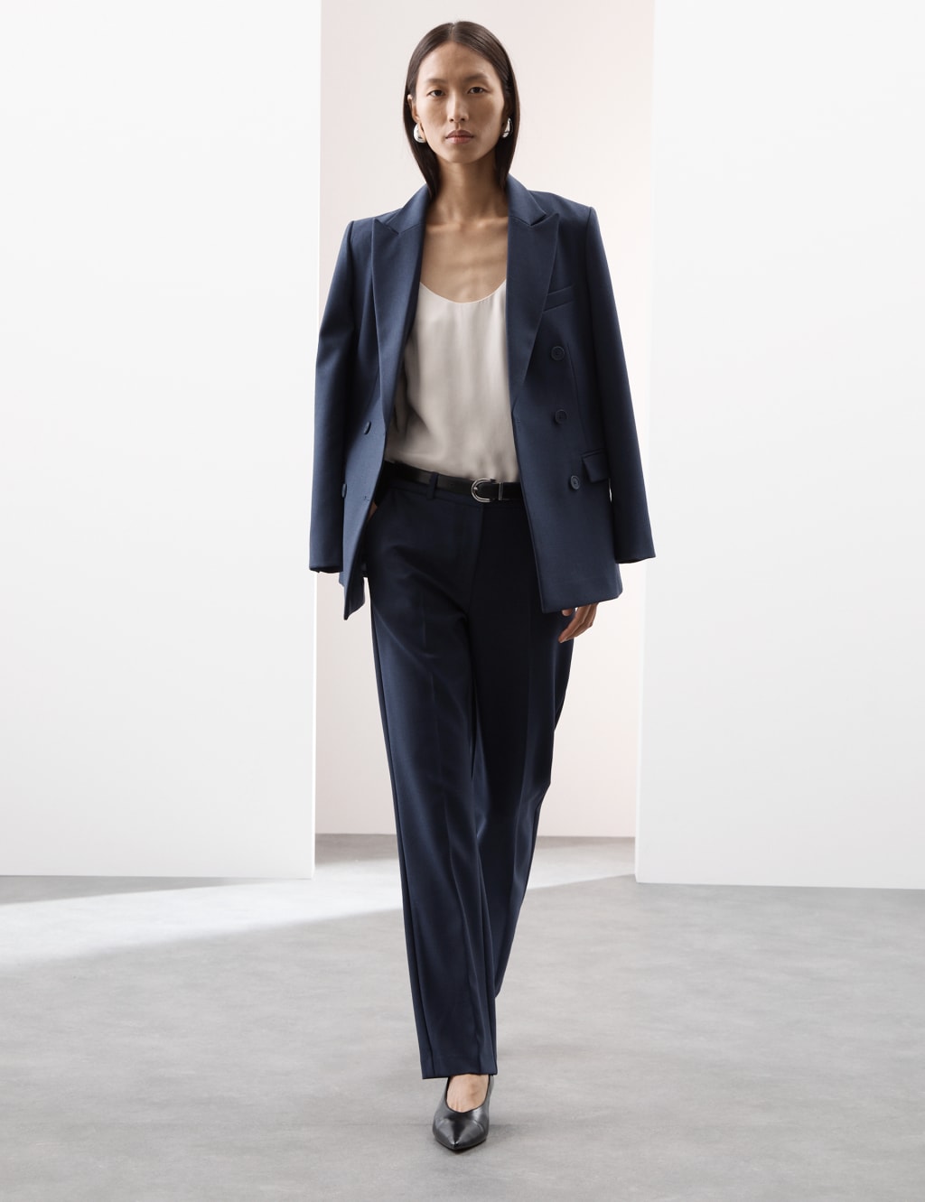 Straight Leg Trousers with Wool