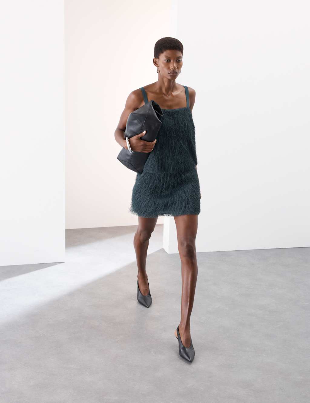 Autograph Fringed Mini A-Line Skirt Bottle Green