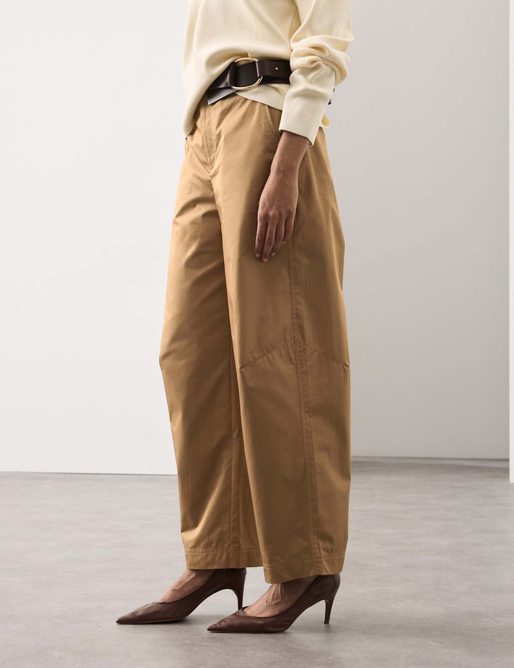 Autograph Women's Pure Cotton Barrel Leg Chinos - 6 - Soft Bronze