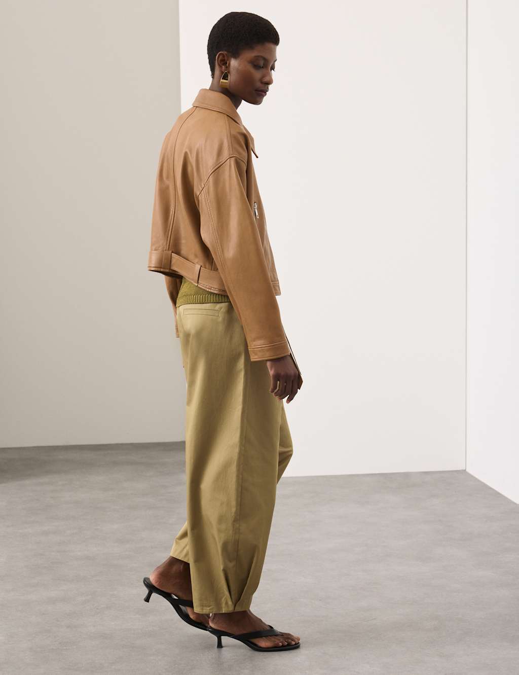 Autograph Women's Pure Cotton Drawstring Barrel Trousers - 12 - Antique Brass