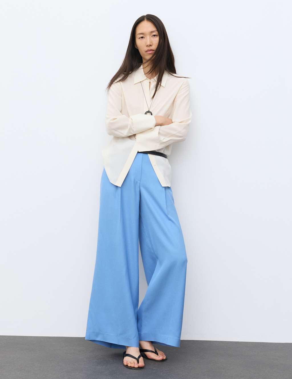 Autograph Women's Tailored Wide Leg Trousers with Wool - 10 - True Blue