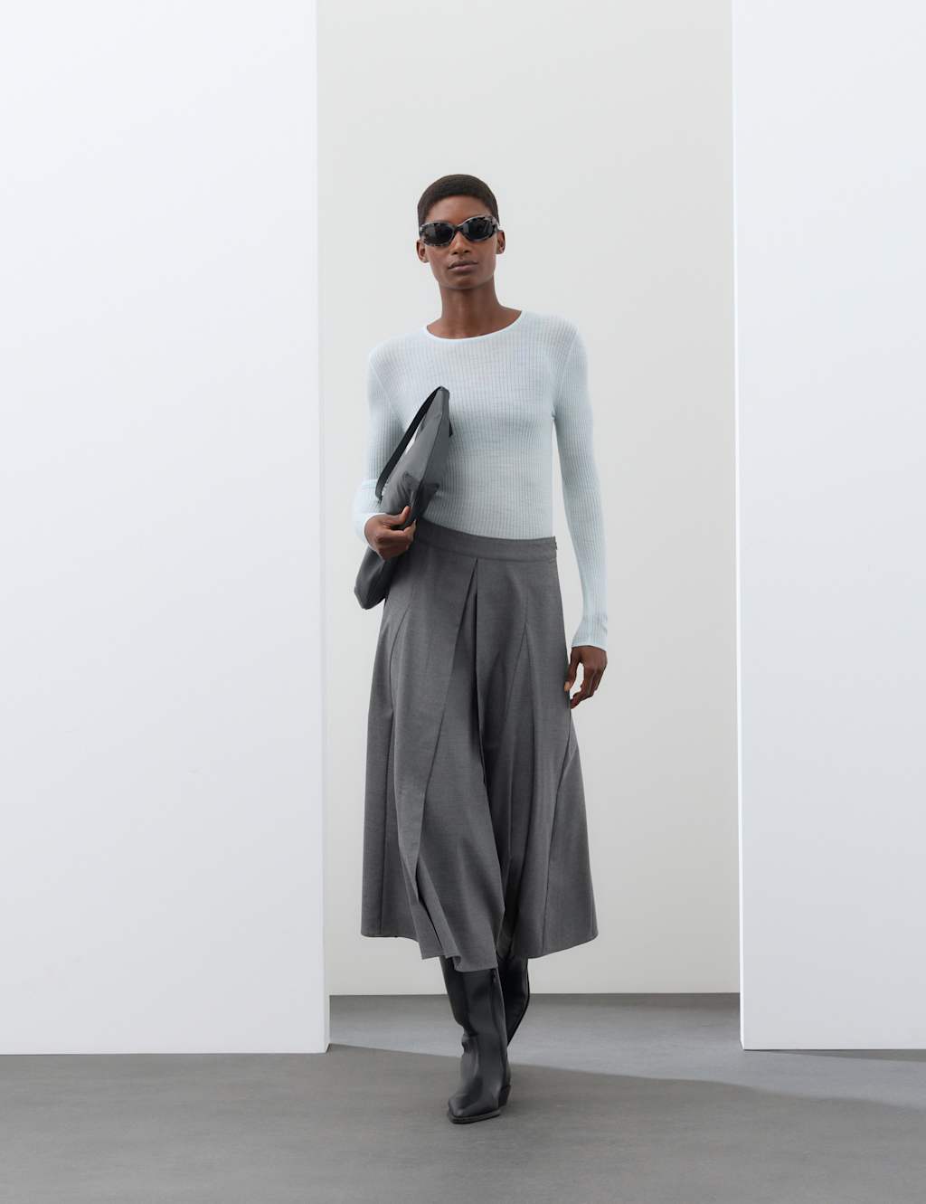 Autograph Women's Pleated Midaxi Full Circle Skirt with Wool - 6 - Grey