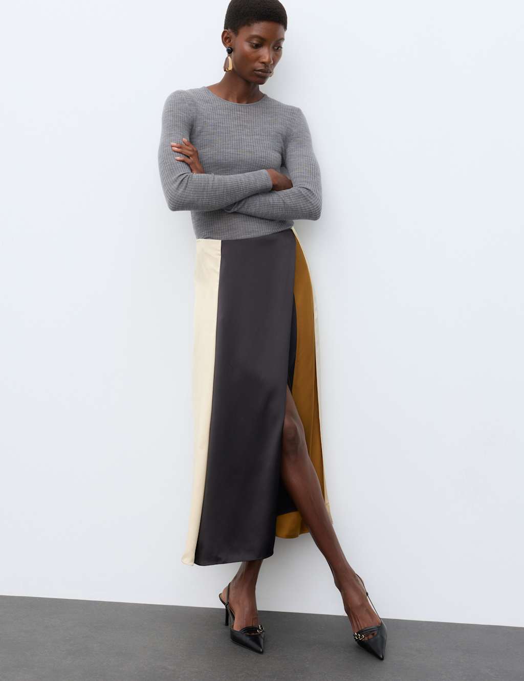 Autograph Women's Colour Block Midaxi Wrap Skirt - 6 - Black Mix