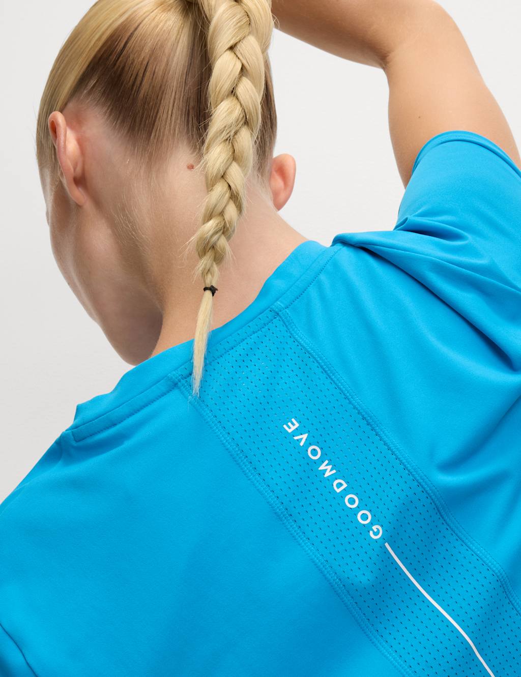 Goodmove Scoop Neck Mesh Back T-Shirt Bright Turquoise