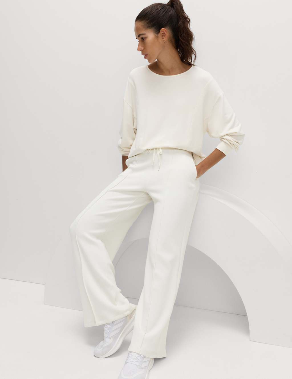 Goodmove High Waisted Ultraluxe Wide Leg Trousers Ivory