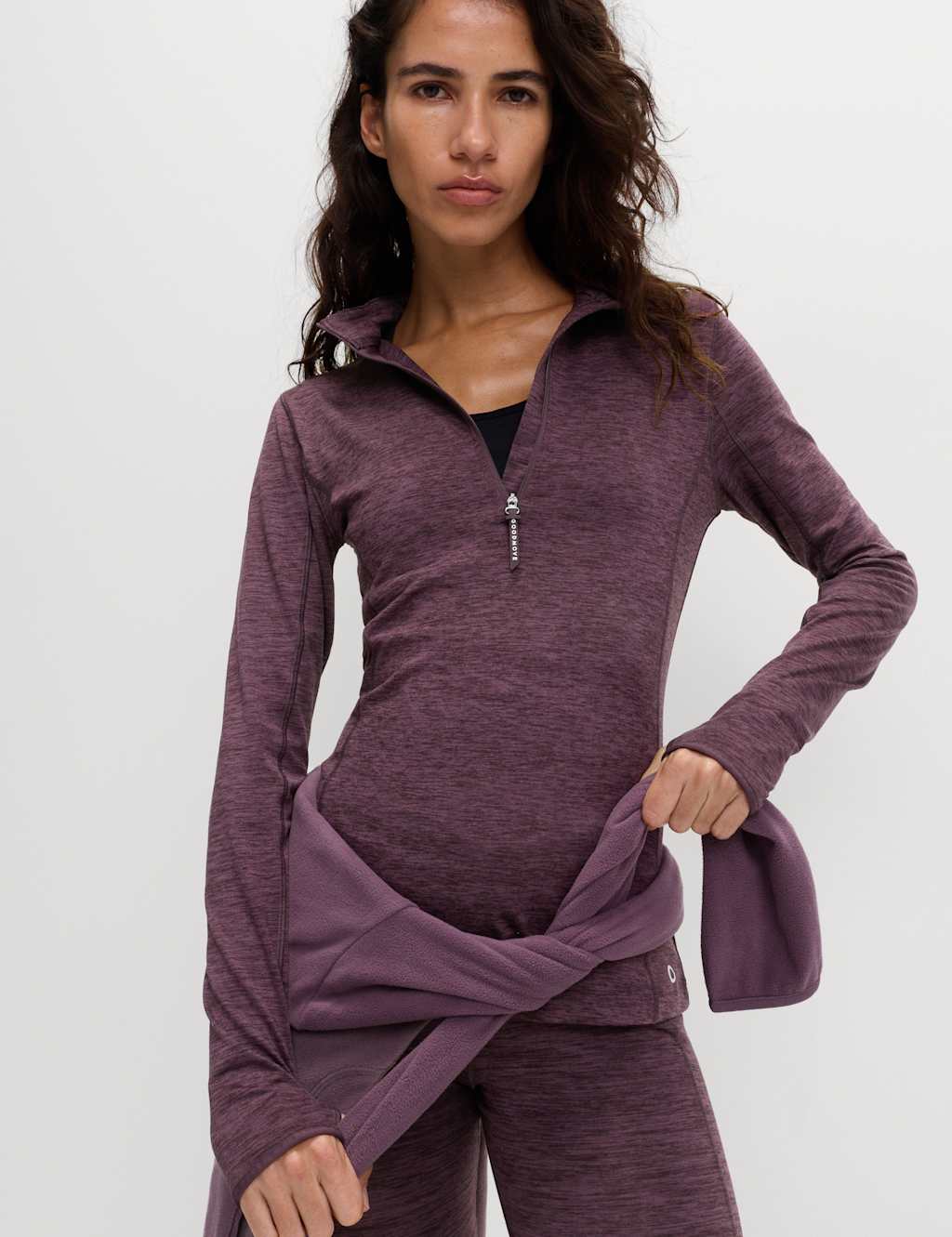 Goodmove Funnel Neck Half Zip Running Top Blackberry