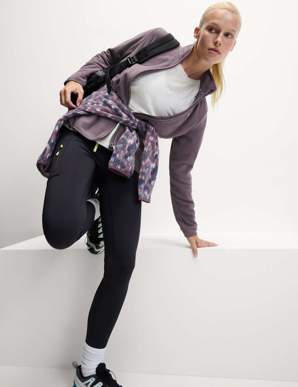 Goodmove Thermal Zip Up Funnel Neck Fleece Dusted Plum