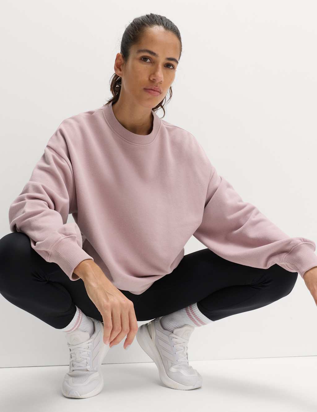 Goodmove Cotton Rich Crew Neck Oversized Sweatshirt Mallow