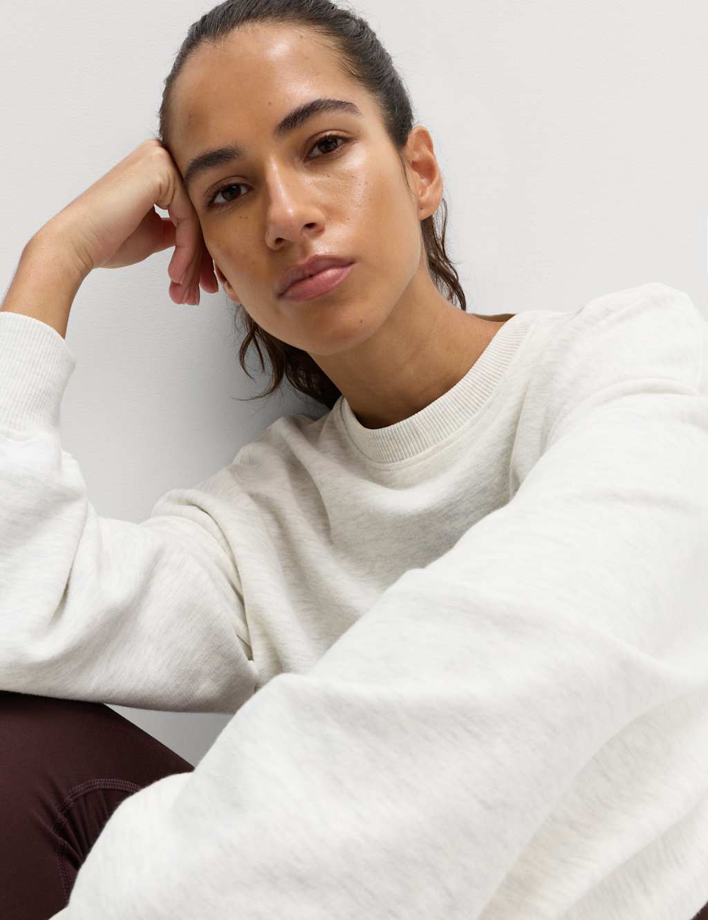 Goodmove Cotton Rich Crew Neck Oversized Sweatshirt Grey Marl