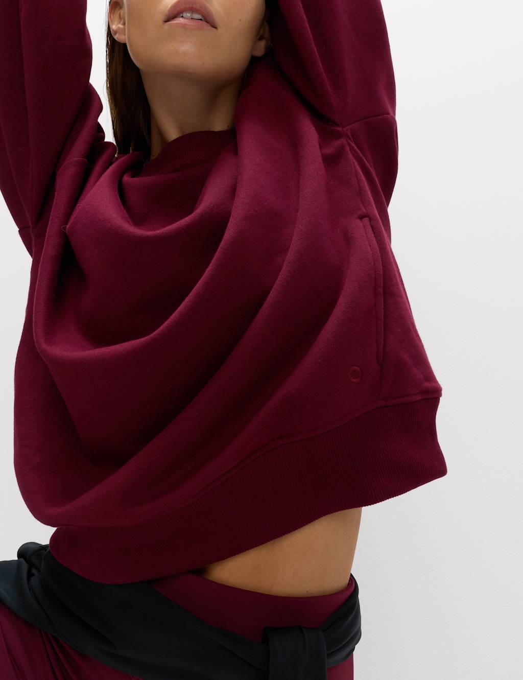 Goodmove Cotton Rich Crew Neck Oversized Sweatshirt Dark Claret