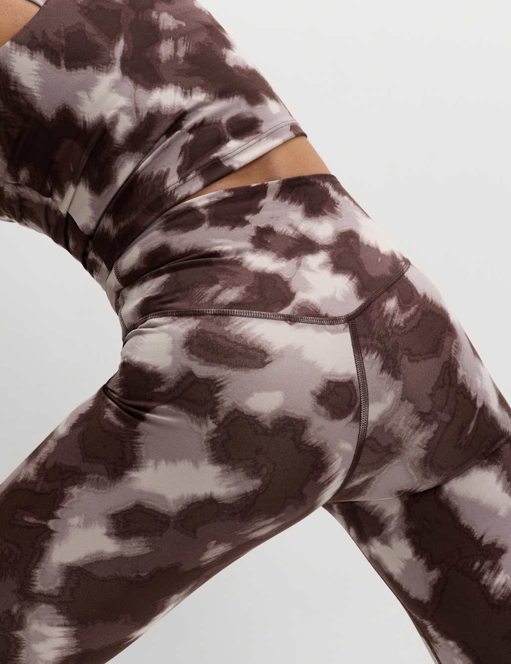 Goodmove Go Balance Printed Wrap Waist Yoga Leggings Chocolate Mix