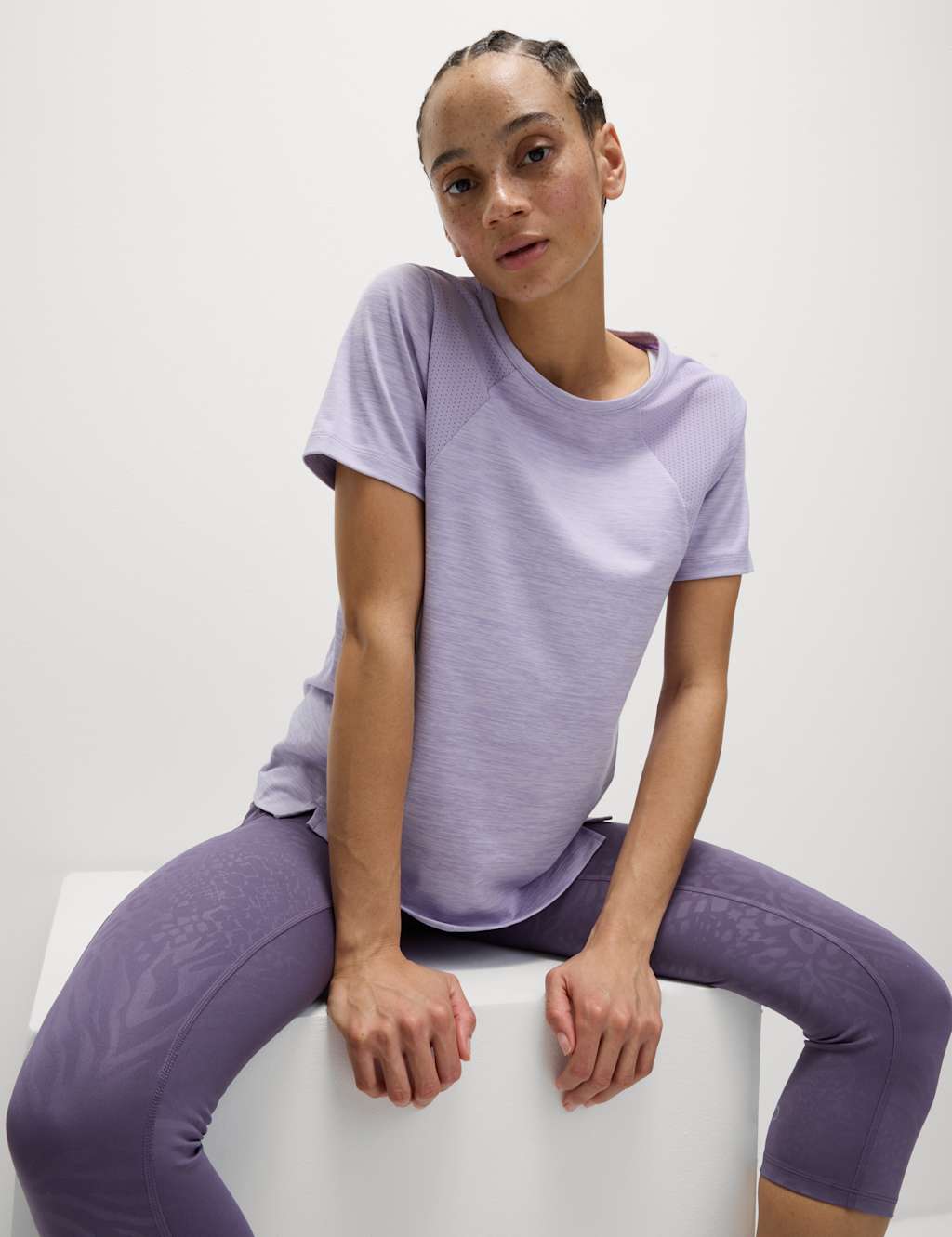 Round Neck Mesh Panel Relaxed T-Shirt