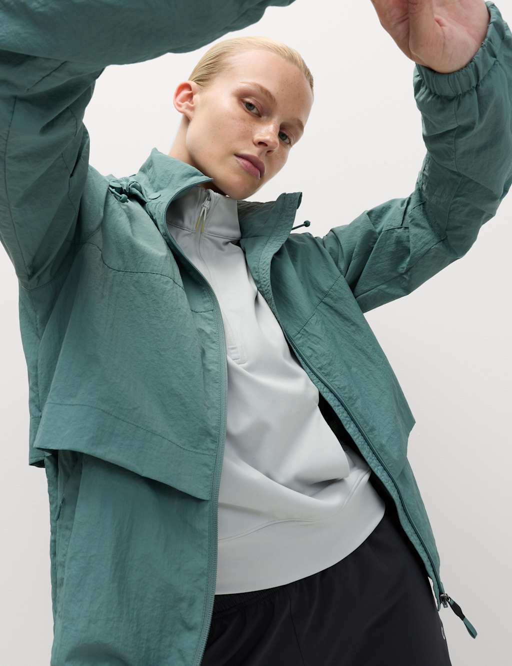 Goodmove Stormwear Hooded Sports Jacket Faded Green