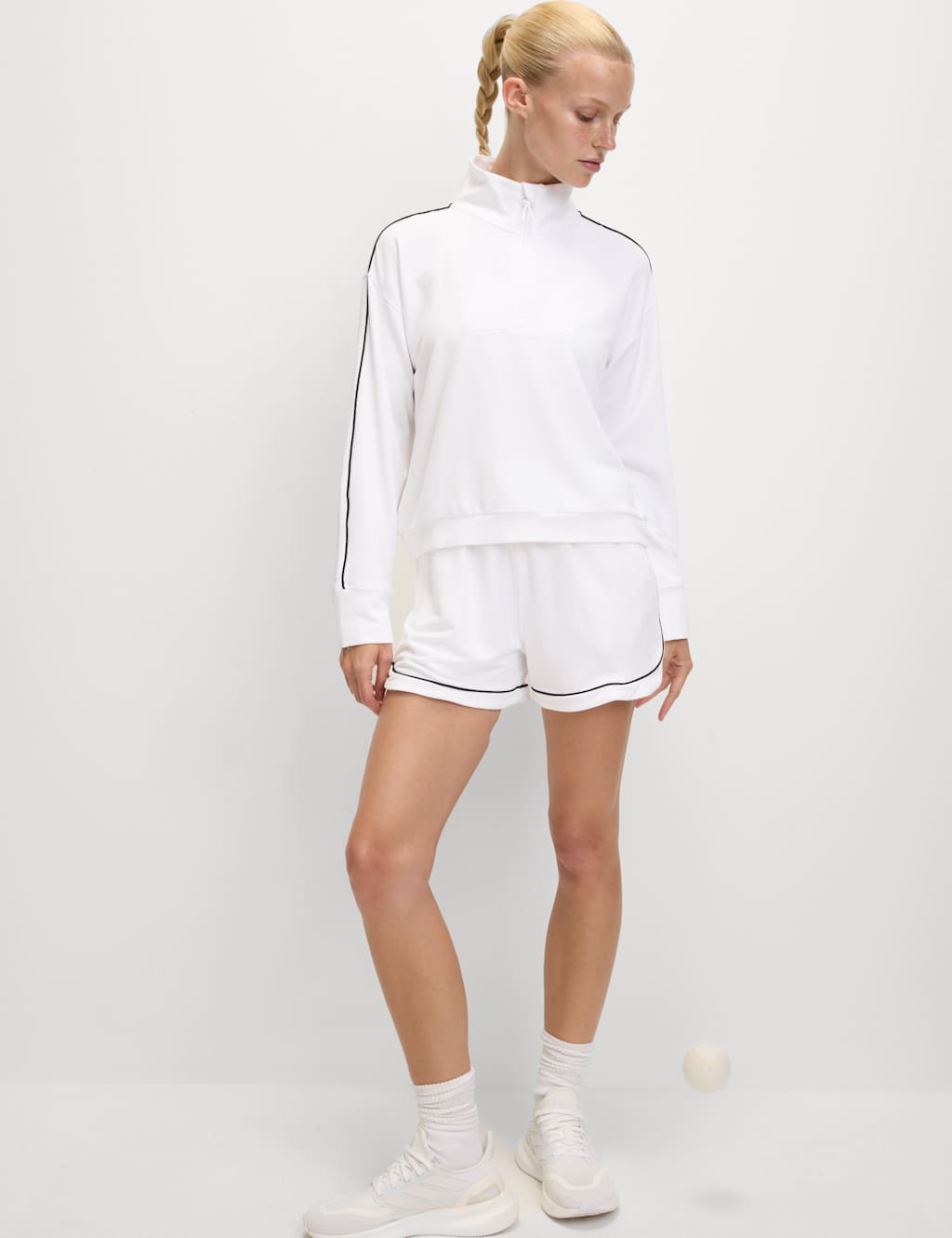 Modal Rich Funnel Neck Half Zip Top