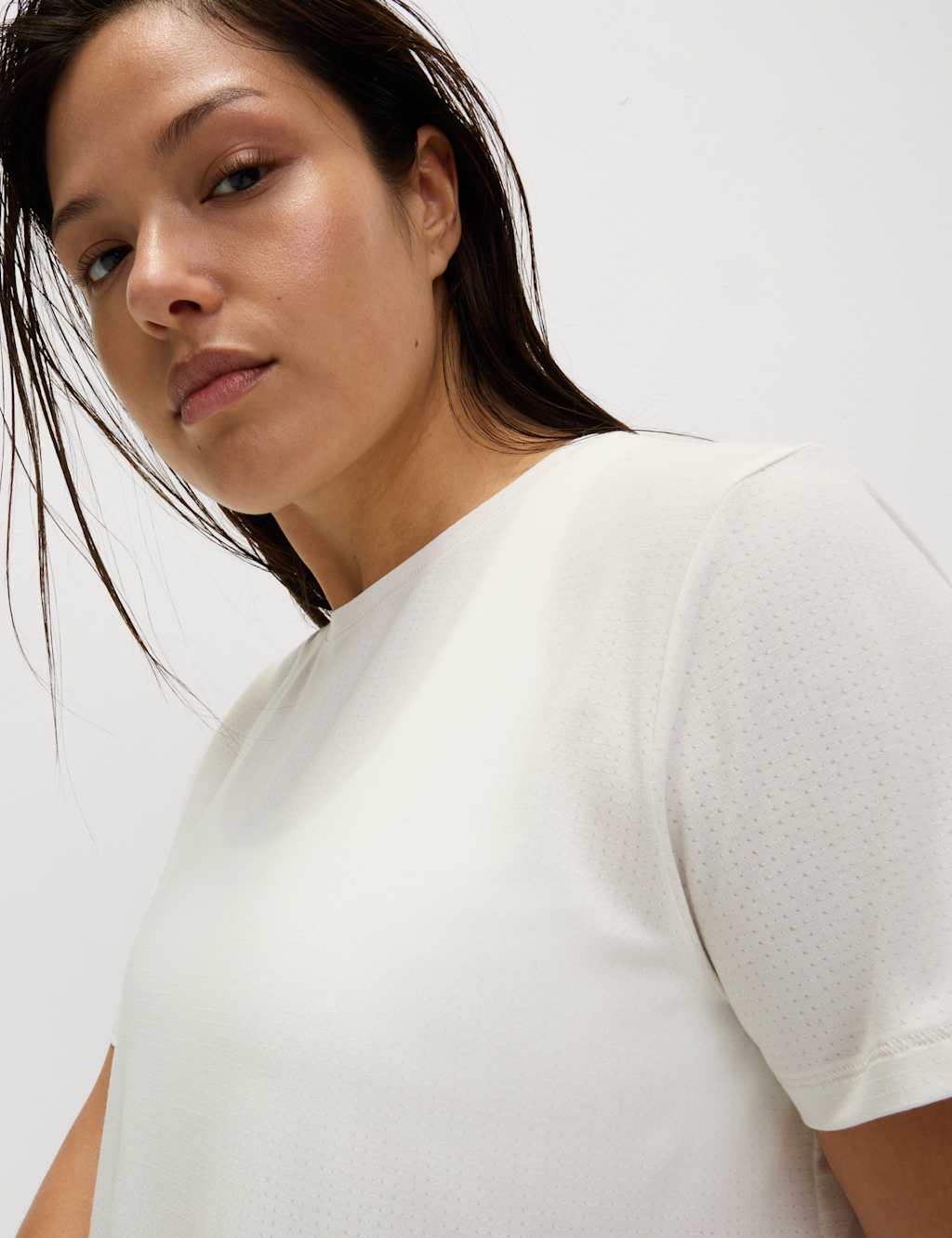 Goodmove Brushed Crew Neck Relaxed T-Shirt Ivory