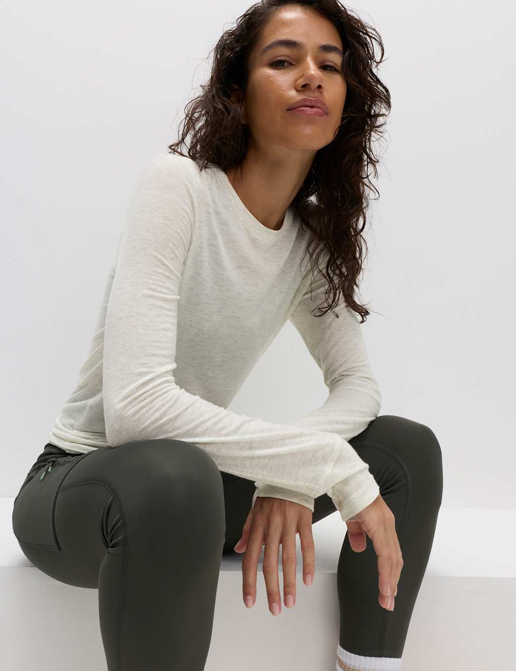 Goodmove Lightweight Base Layer Top with Merino Wool Ivory
