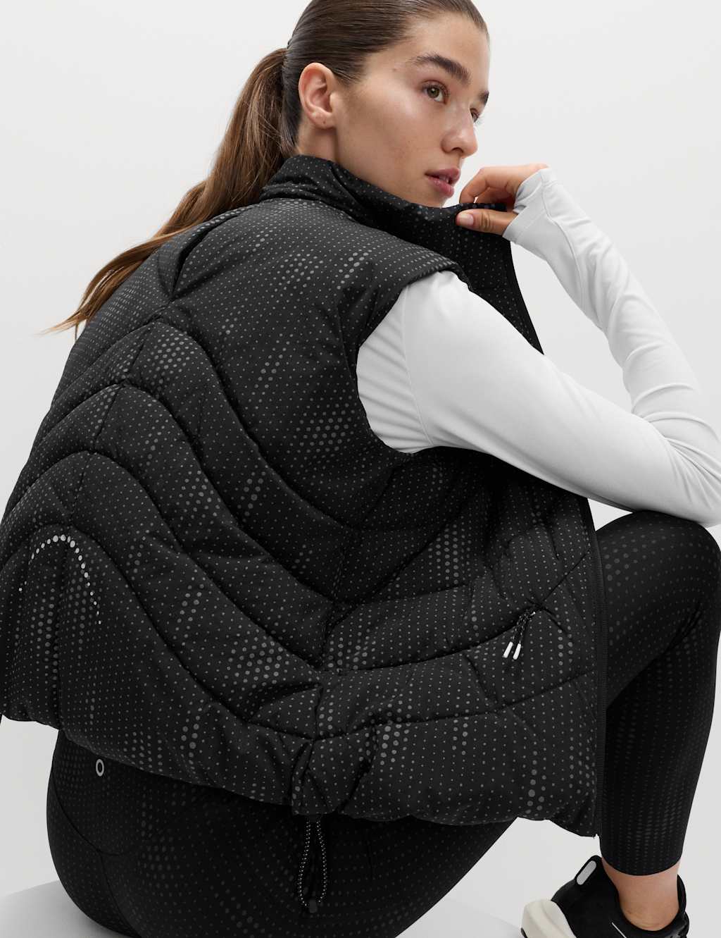 Goodmove Stormwear Padded Funnel Neck Zip Up Reflective Gilet Black