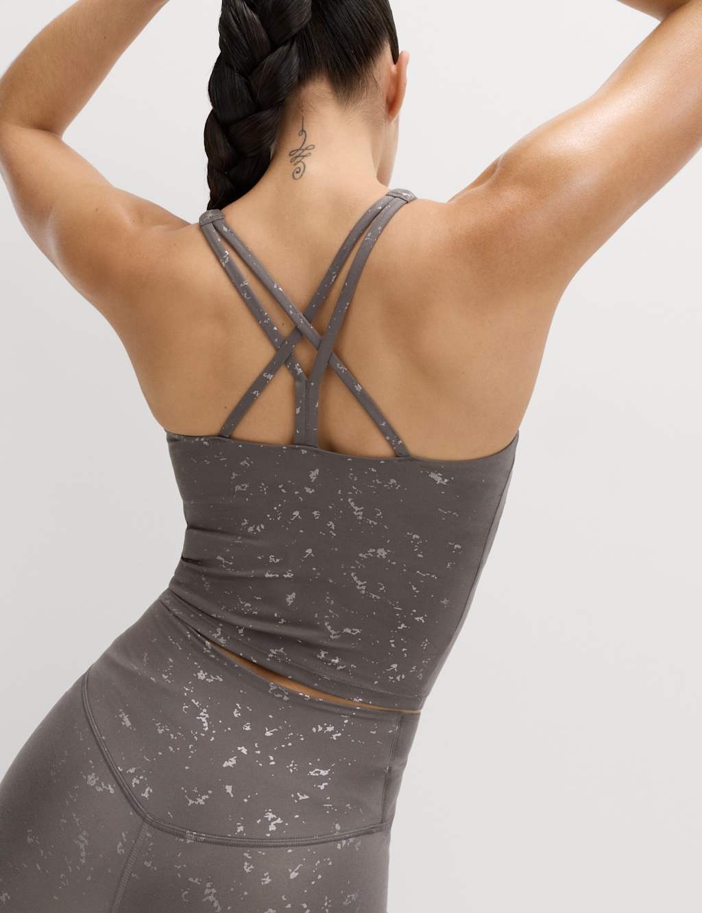 Goodmove Women's Go Balance Strappy Back Crop Vest Top - 6 - Dark Grey Mix