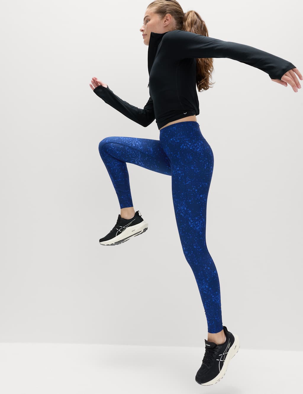 Goodmove Women's Go Move Printed Gym Leggings - 20 - Dark Blue Mix
