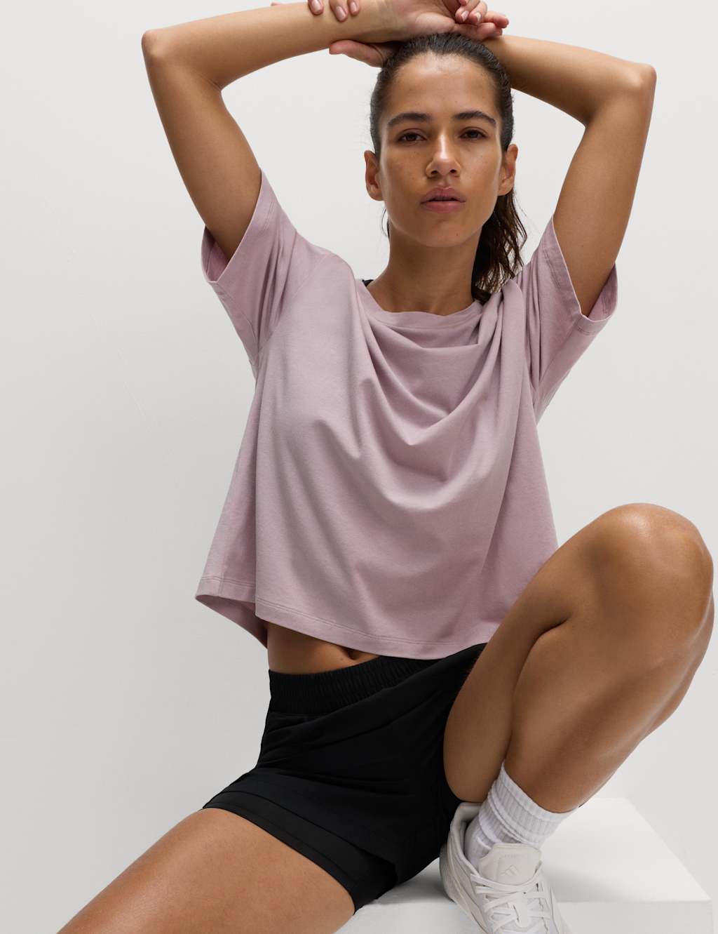 Goodmove Modal Blend Lightweight Boxy Cropped Top Mallow
