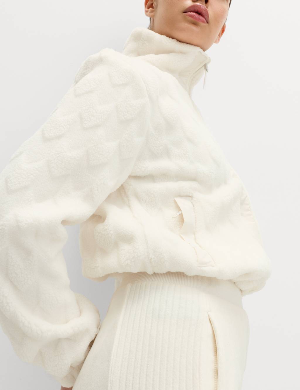 Goodmove Women's Borg Funnel Neck Fleece Jacket - 14 - Ivory