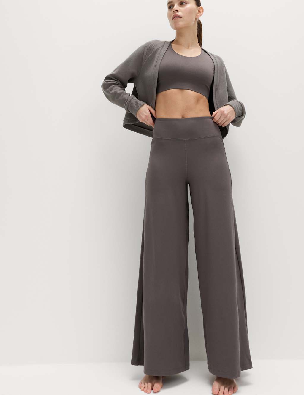 Goodmove Women's Go Balance High Waisted Palazzo Trousers - 18 - Mid Grey