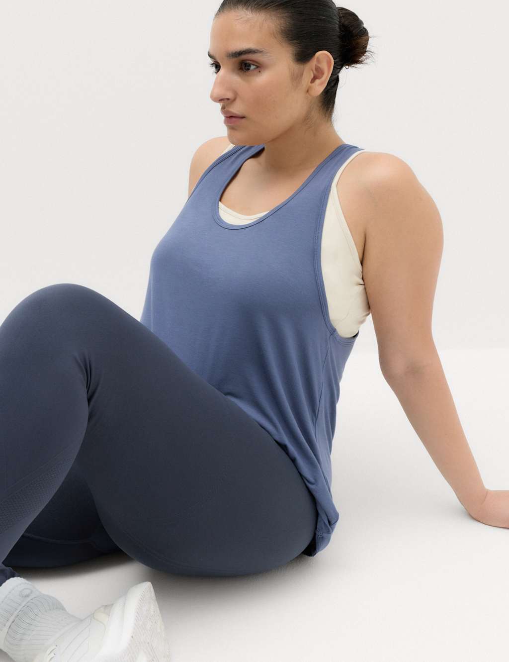 Goodmove Women's Modal Rich Lightweight 2-in-1 Double Layer Vest Top - 8 - Blue Mix