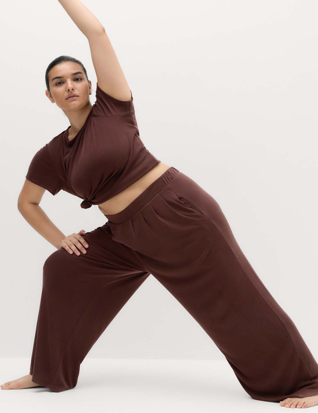 Goodmove Women's Modal Rich Pleated Wide Leg Joggers - 20 - Dark Chocolate