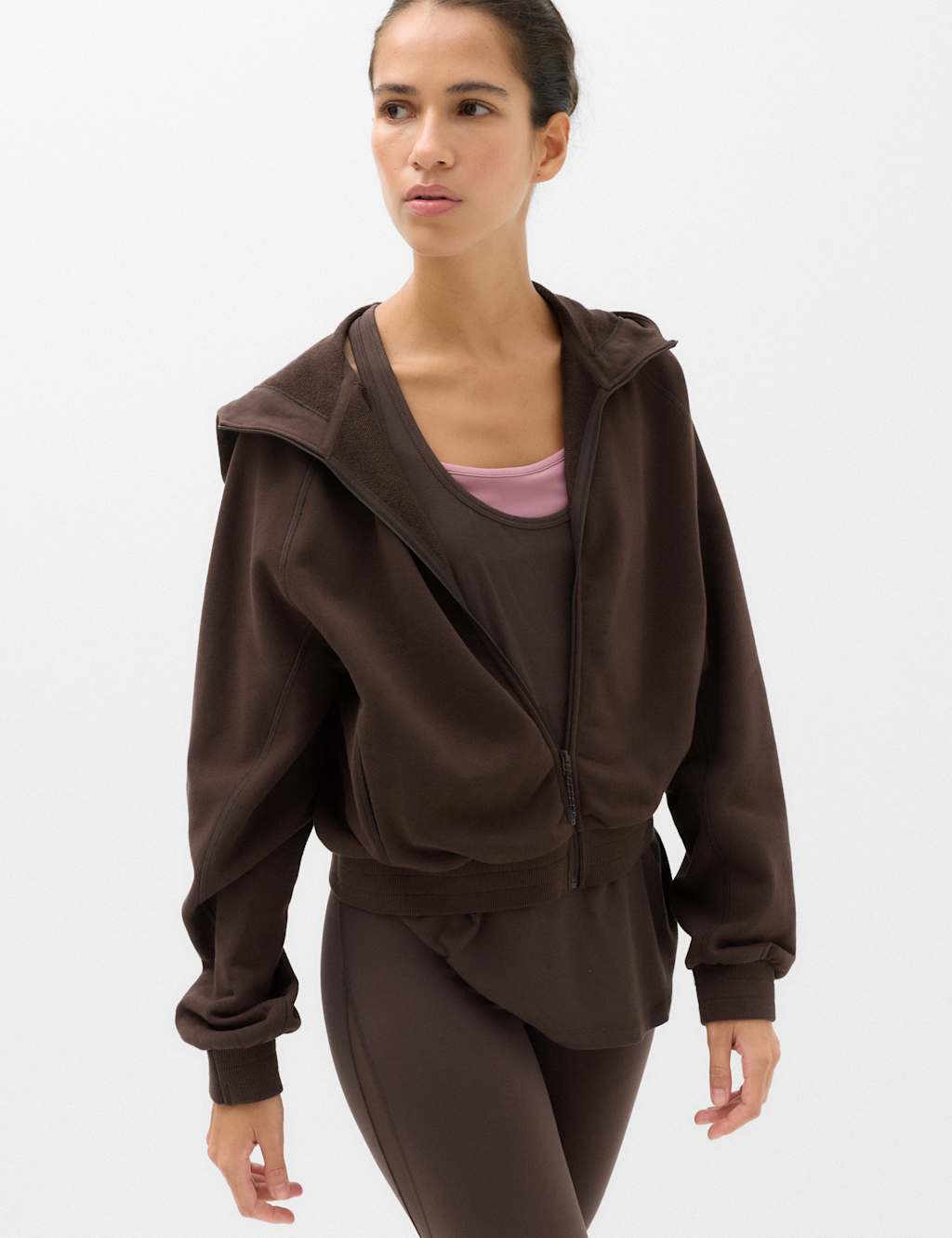 Goodmove Women's Cotton Rich Relaxed Hoodie - Extra Small - Dark Chocolate
