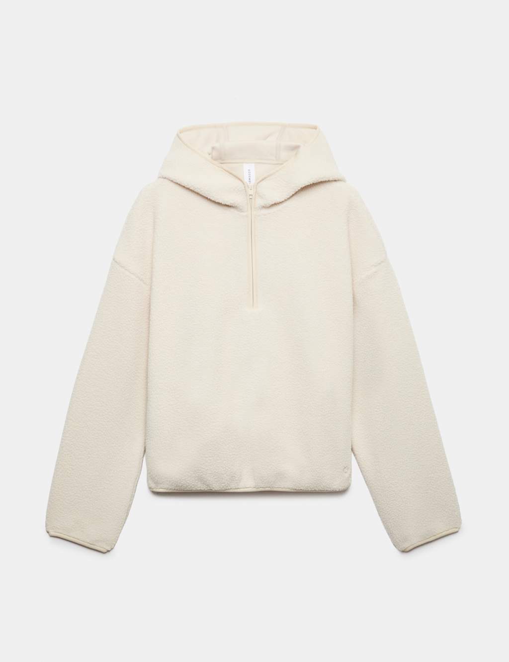 Goodmove Women's Borg Half Zip Hooded Fleece Jacket - 8 - Ecru