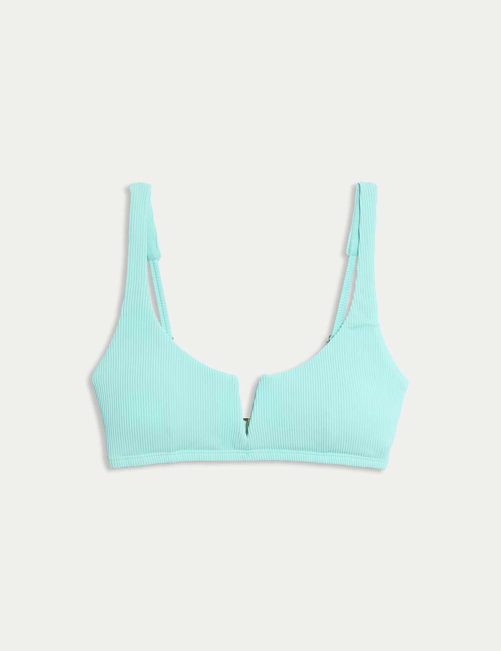 Ribbed V-Front Bikini Top