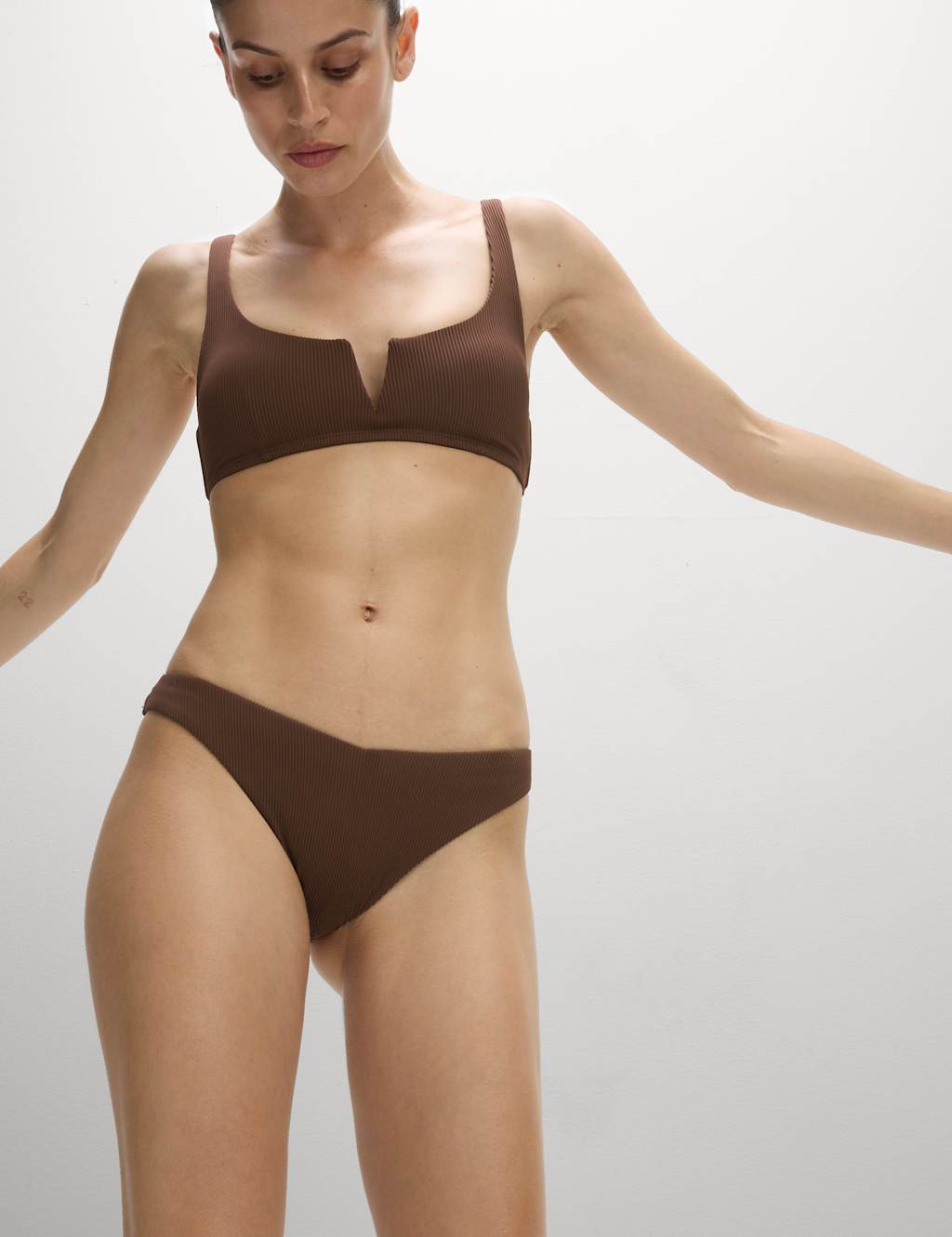 Ribbed High Leg Bikini Bottoms