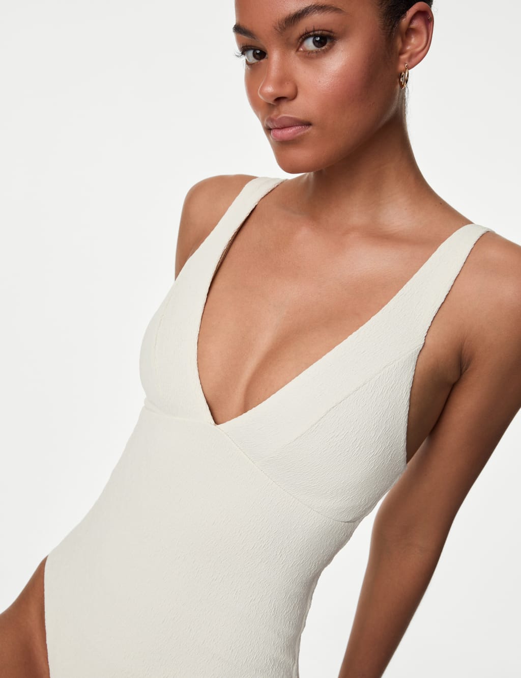 Textured Padded Plunge Swimsuit