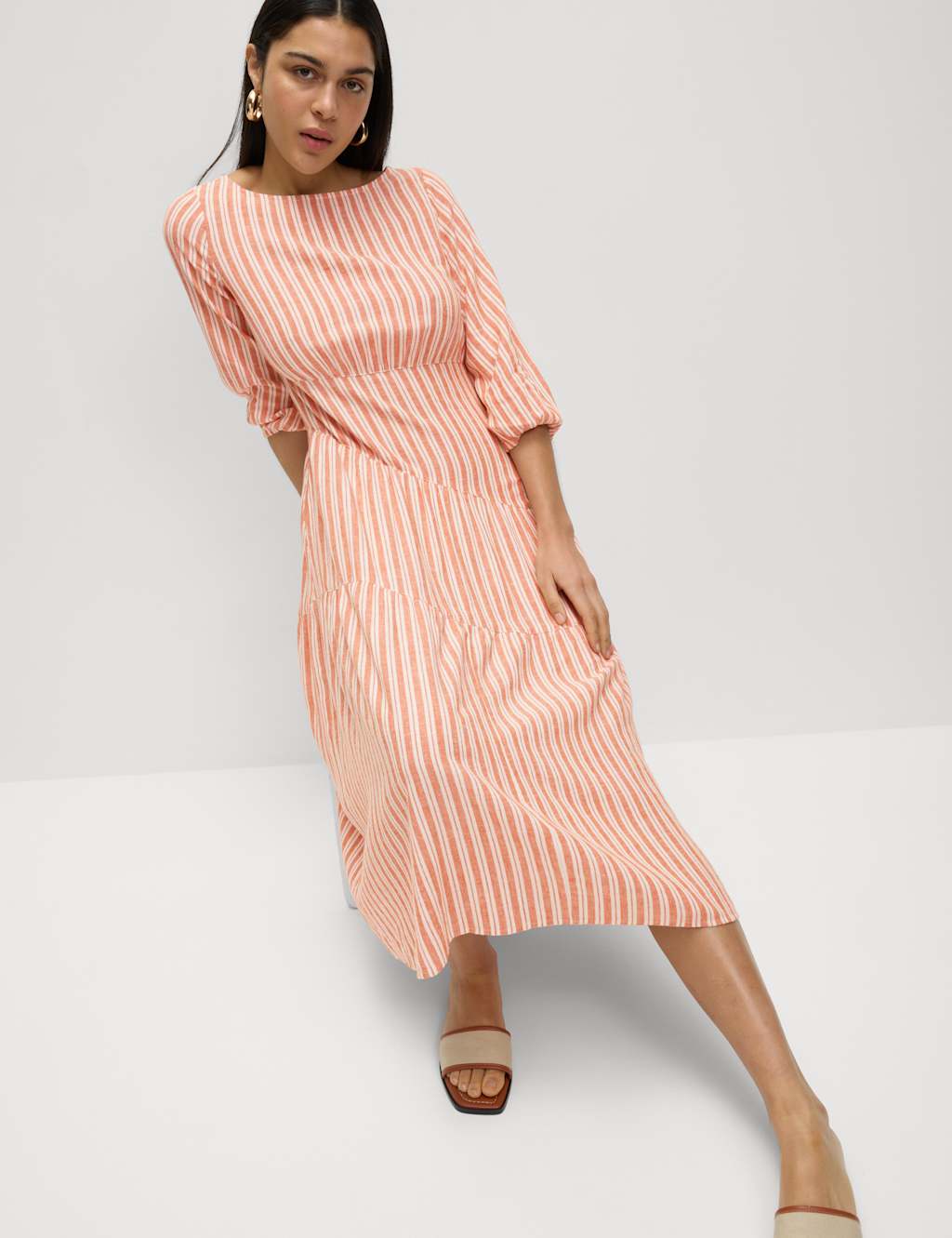 Linen Rich Asymmetrical Midi Beach Dress