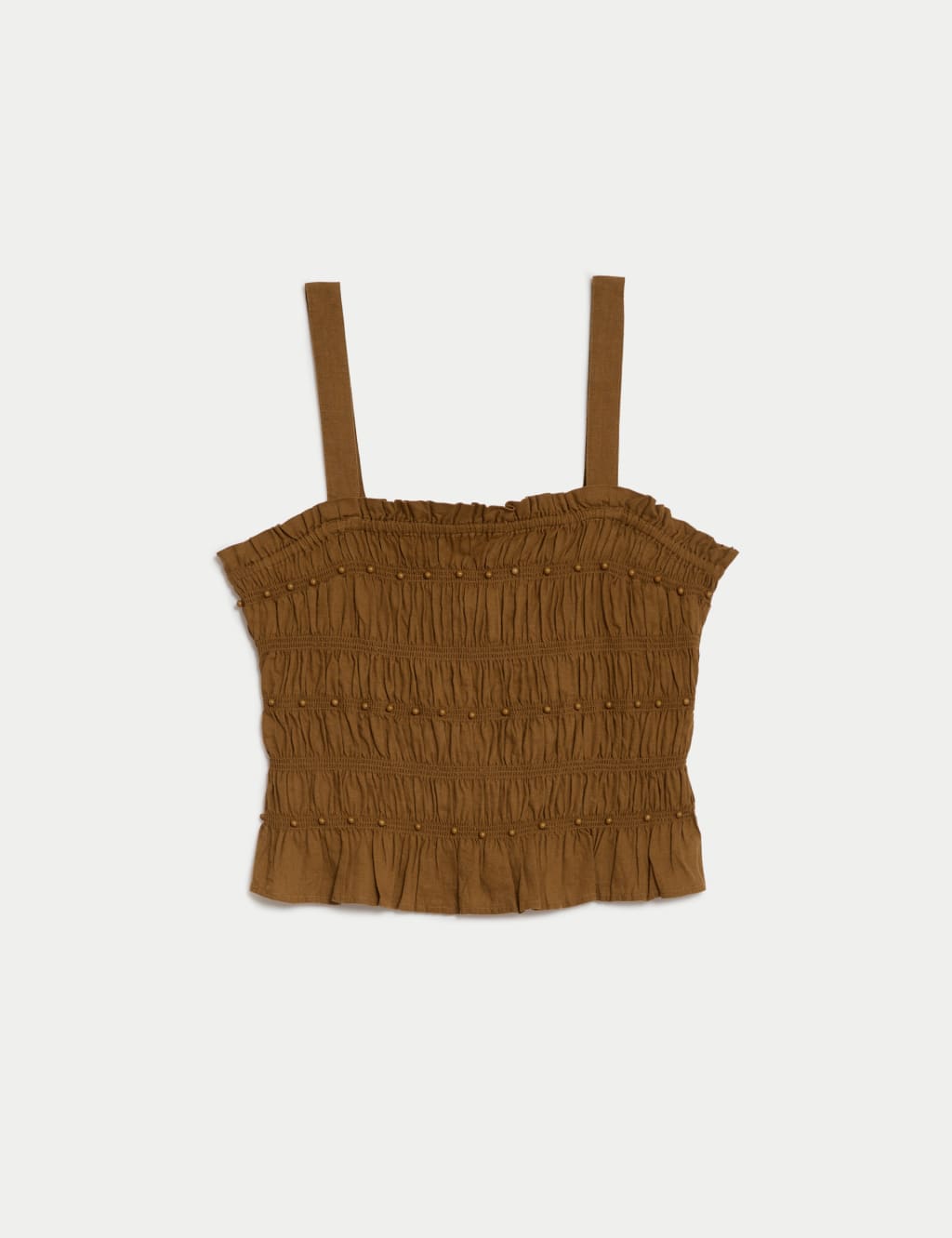 Linen Rich Square Neck Smocked Cami Top